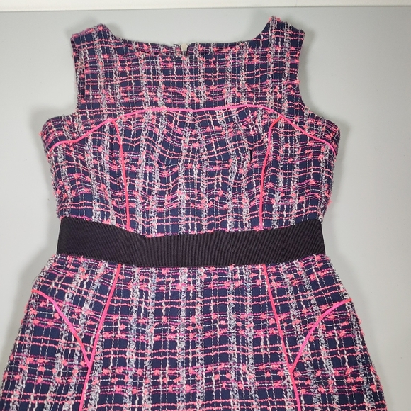 Milly navy and pink tweed pencil sheath dress 8 - Picture 3 of 10